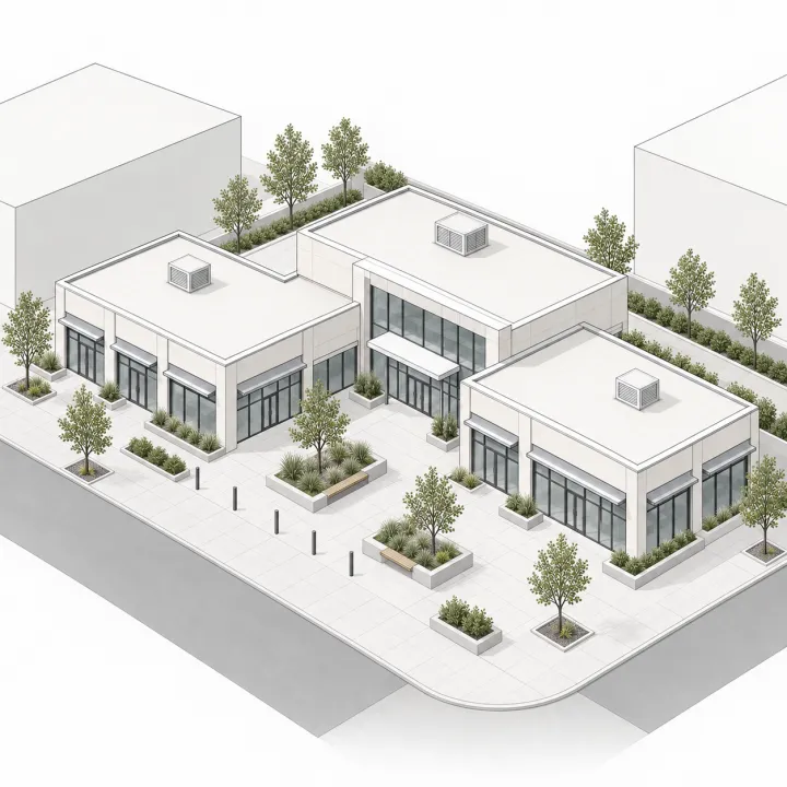 Fachmarktzentrum mit mehreren Ladeneinheiten